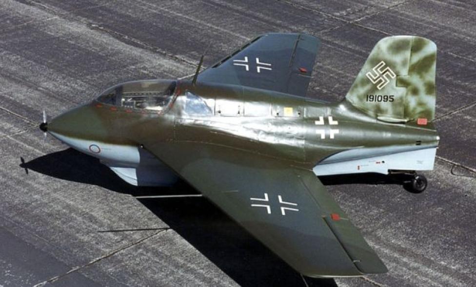 Messerschmitt Me 163B w National Museum of the United States Air Force (fot. USAF-Domena publiczna-Wikimedia Commons)