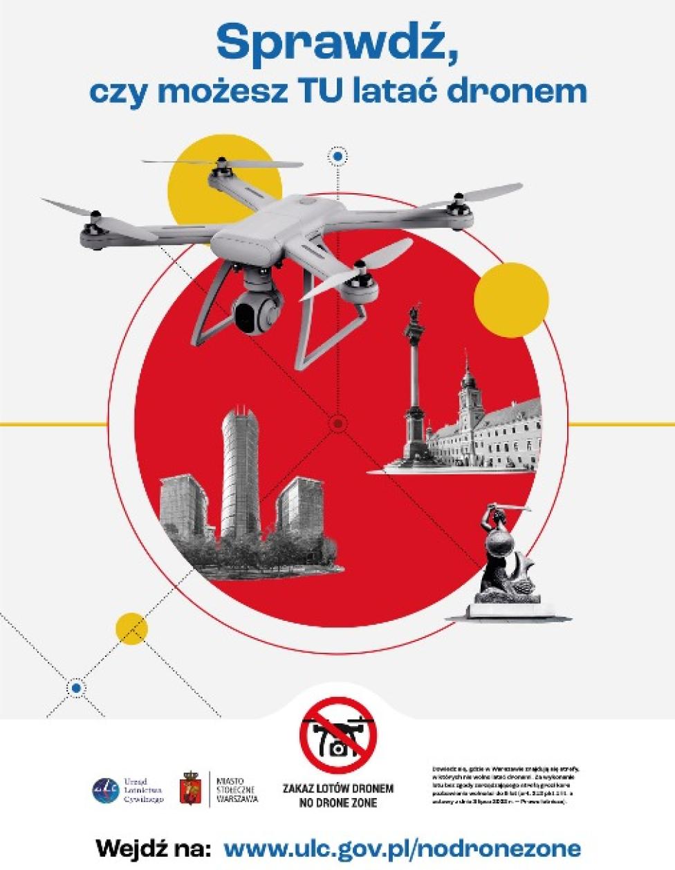 Sprawdź, czy możesz TU latać dronem - kampania informacyjna ULC i Urzędu m.st. Warszawy (fot. ULC)