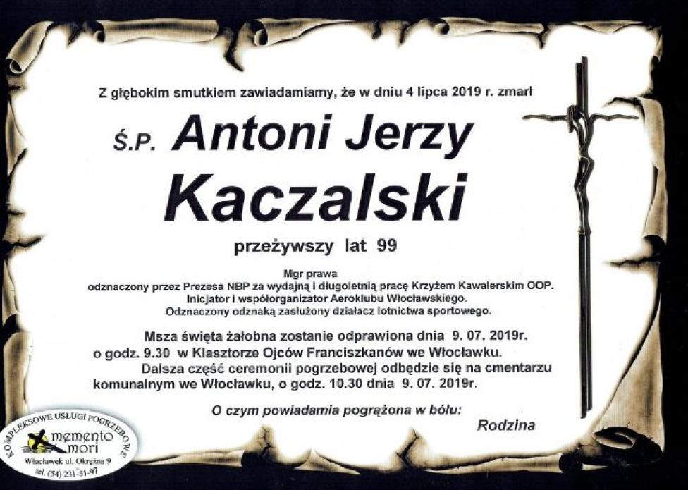 Antoni Jerzy Kaczalski - nekrolog (fot. aeroklub.wloclawek.pl)