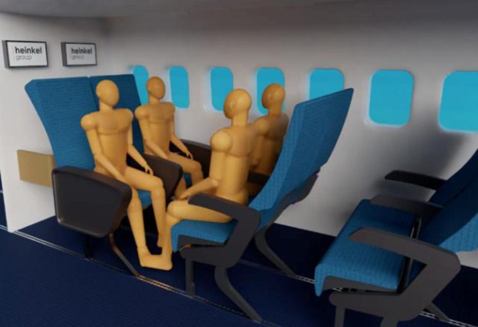Nowa konfiguracja foteli w samolocie przedstawiona przez niemiecką Grupę Heinkel (fot. Heinkel Group/Facebook)