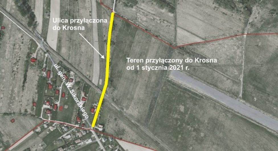 Odcinek drogi przyłączonej do Krosna, któremu zostanie nadana nazwa (fot. krosno.pl)