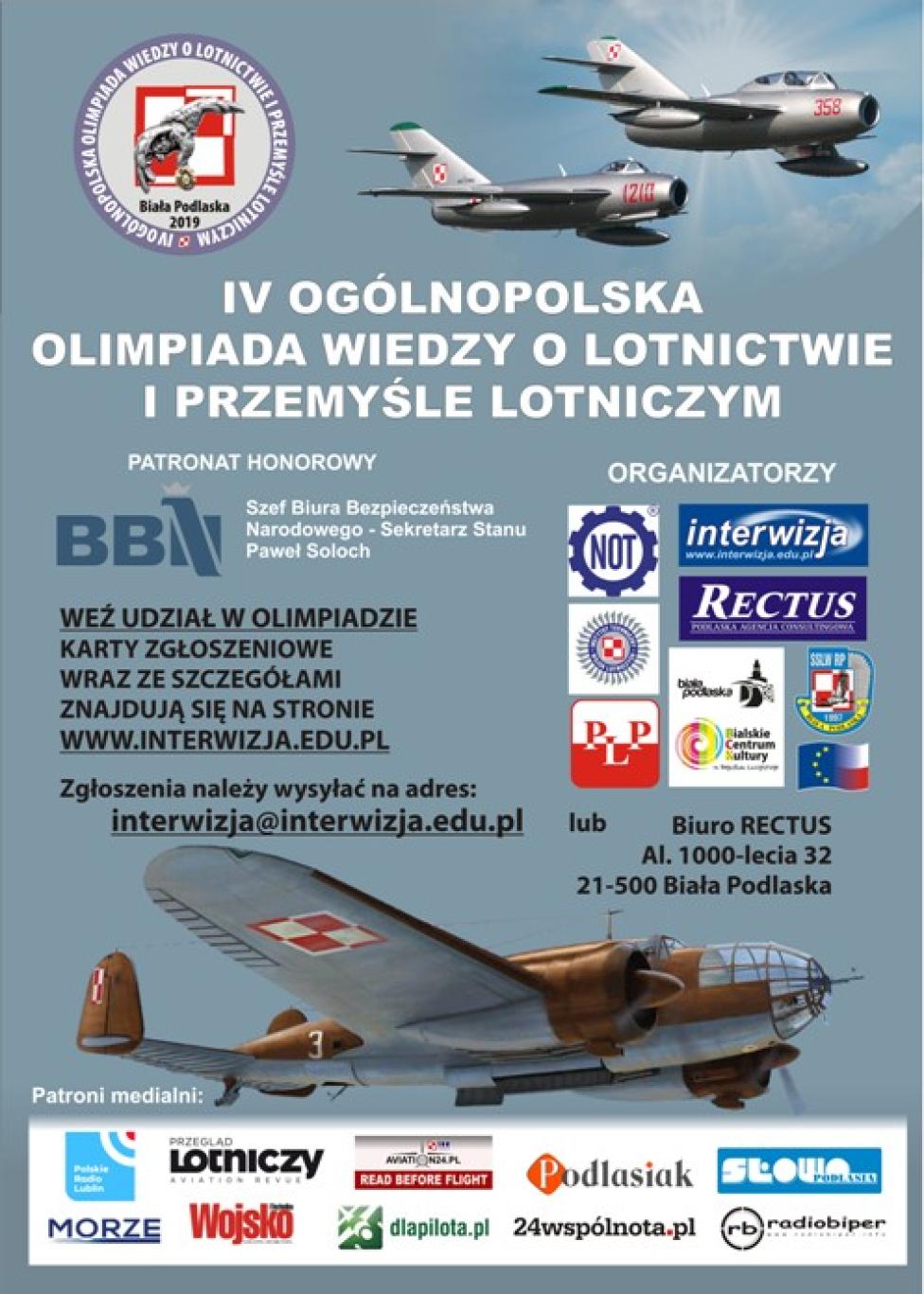 IV Ogólnopolska Olimpiada Wiedzy o Lotnictwie i Przemyśle Lotniczym (fot. interwizja.edu.pl)