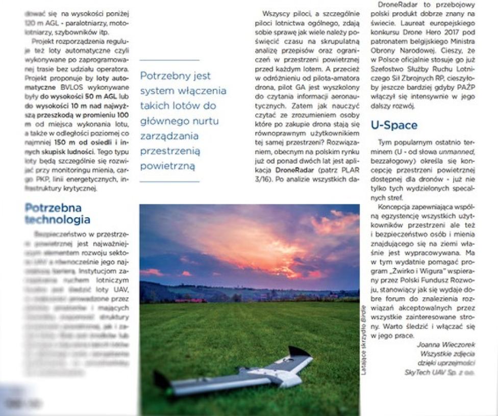 DroneRadar w styczniowym numerze Przeglądu Lotniczego przy okazji konsultowanego rozporządzenia BVLOS