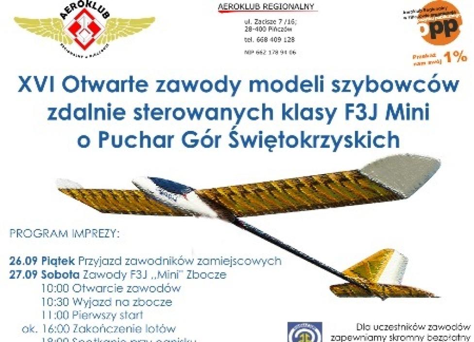 XVI Otwarte zawody modeli szybowców zdalnie sterowanych klasy F3J Mini o Puchar Gór Świętokrzyskich