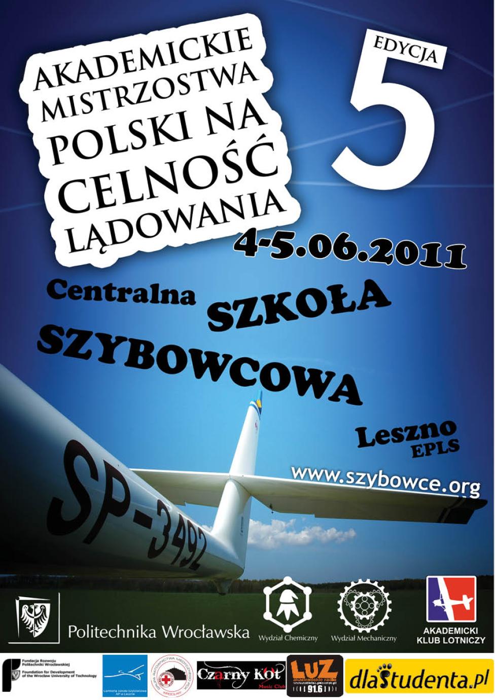 V Akademickie Mistrzostwa Polski na Celnosć Lądowania - plakat