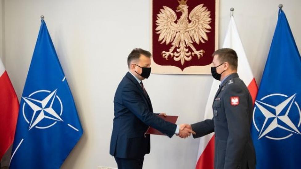 Płk pil. Tomasz Jatczak został wyznaczony na Dowódcę 2 Skrzydła Lotnictwa Taktycznego (fot. MON/Twitter)