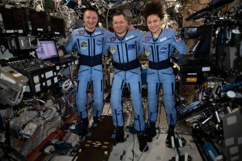 Astronauci: Rosjanin Oleg Skripoczka oraz Amerykanie Jessica Meir i Andrew Morgan (fot. NASA)