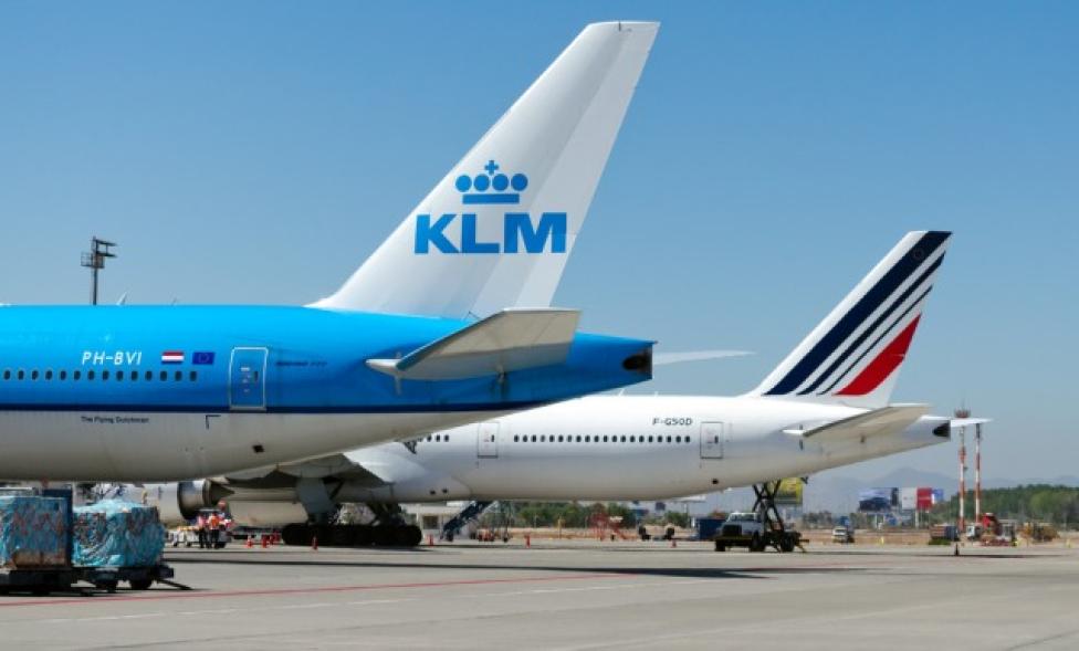 Samoloty Air France i KLM na płycie - ogony (fot. Air France/KLM)