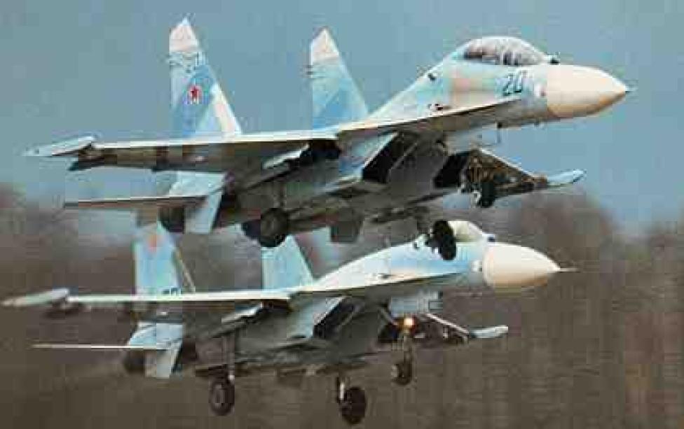 Należące do Sił Powietrznych Rosji myśliwce Su-27