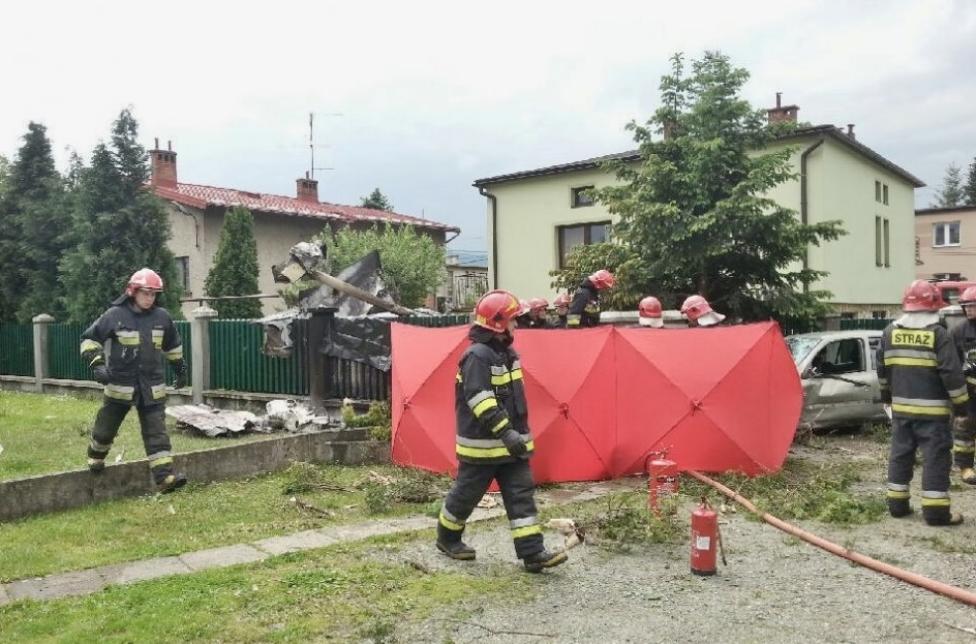 Wypadek samolotu w Bielsku - Białej, fot. Mirosław Jamro, www.bielsko.biala.pl