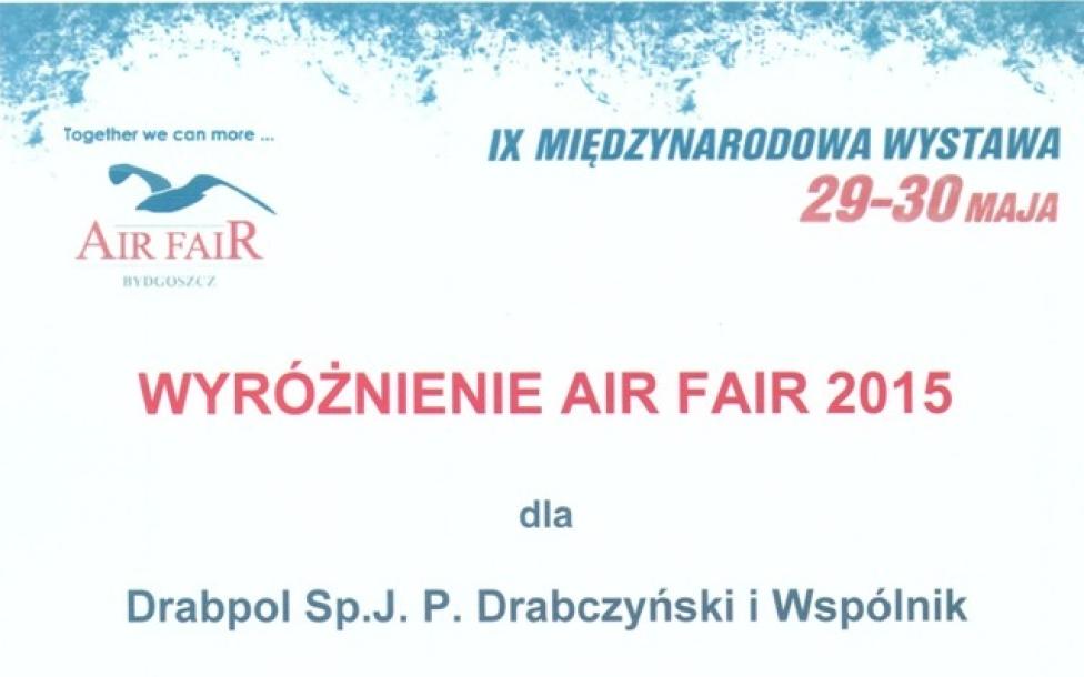 Wyróżnienie AIR FAIR 2015 dla firmy Drabpol