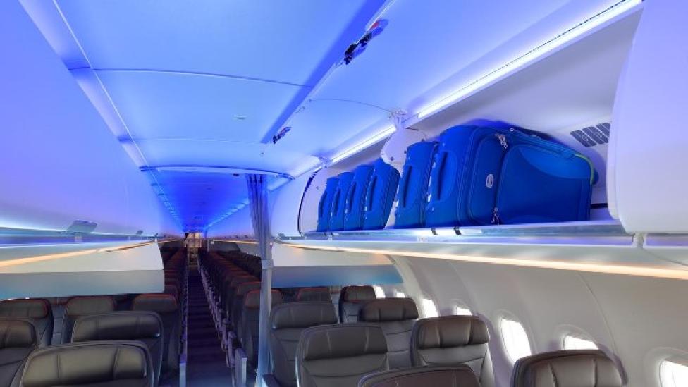 Większe schowki bagażowe Airspace X w samolocie A321neo (fot. Airbus)