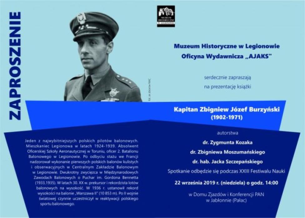 Zaproszenie na prezentację książki o kpt. Zbigniewie Burzyńskim