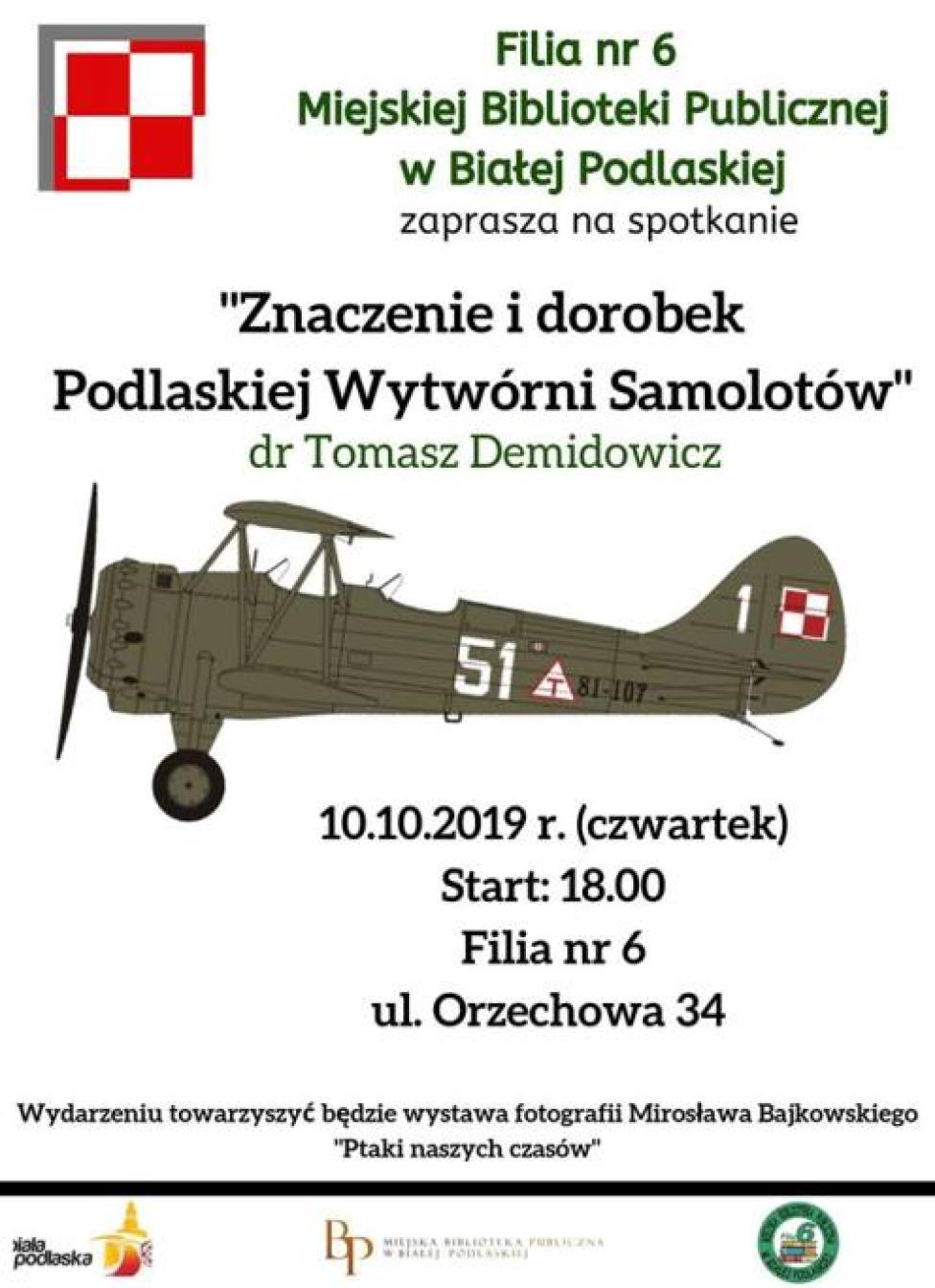 Spotkanie „Znaczenie i dorobek Podlaskiej Wytwórni Samolotów” (fot. mbp.org.pl)