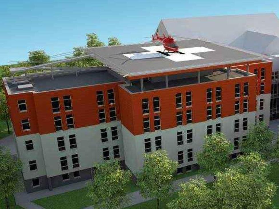 Projekt lądowiska na dachu szpitala