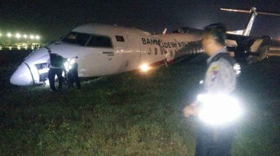 Wypadek na lotnisku w Rangunie, fot. Avherald.com