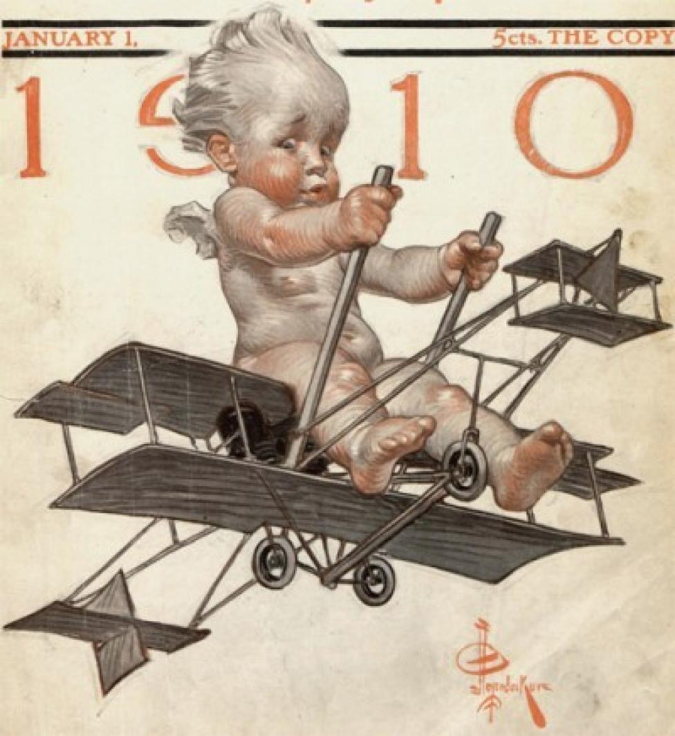 reprodukcja karty pocztowej wydanej na Nowy Rok 1910