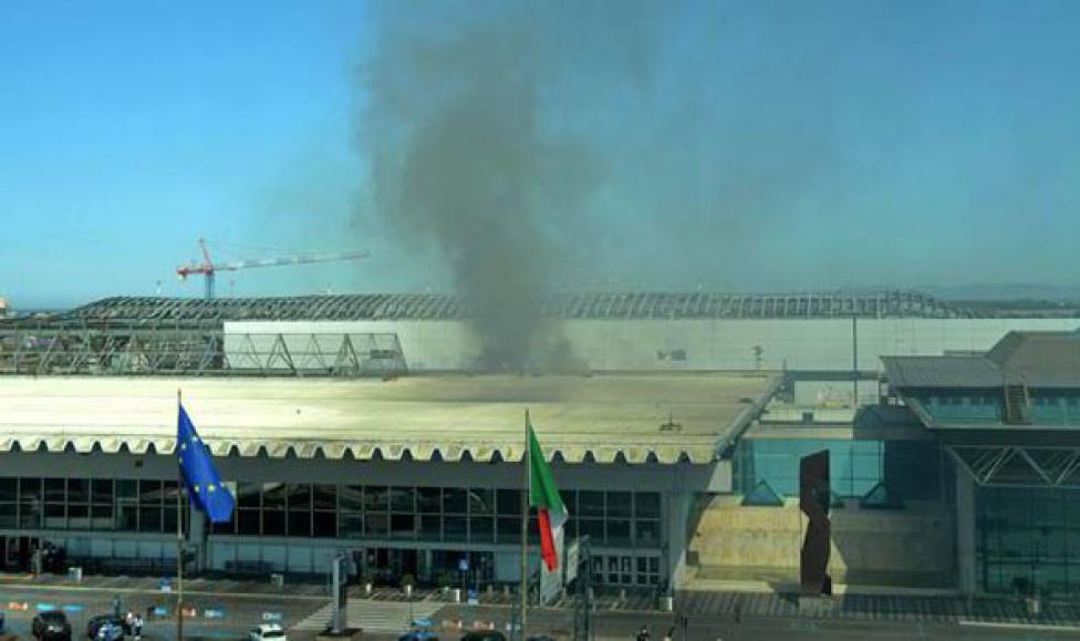 Pożar na lotnisku FCO w Rzymie