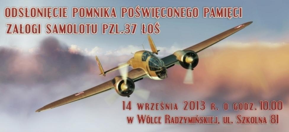 Uroczystość odsłonięcia pomnika poświęconego pamięci załogi samolotu PZL.37 Łoś