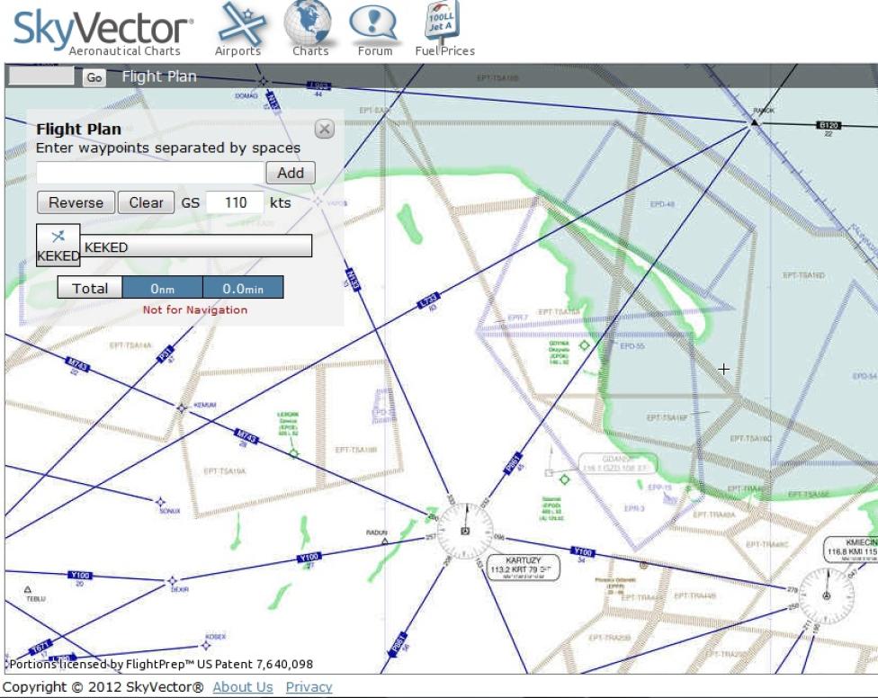 SkyVector - internetowe narzędzie do planowania lotów