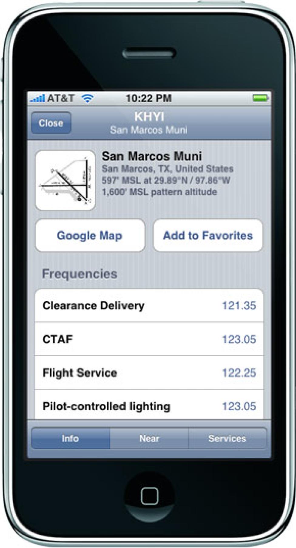 iPhone z aplikacją AOPA Airports