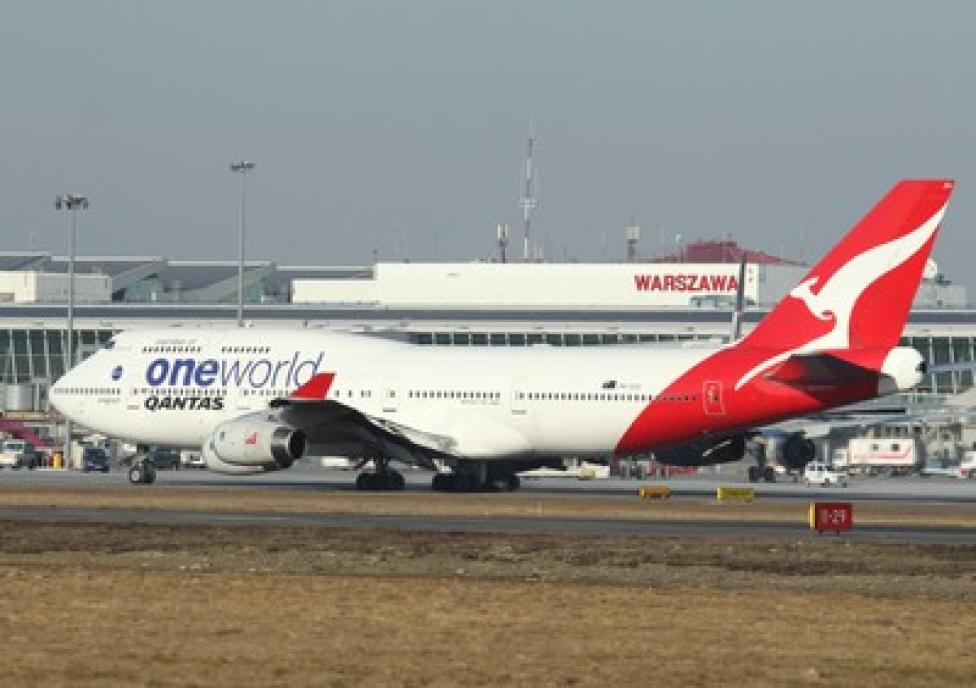 Jumbo Jet linii Qantas na Lotnisku Chopina