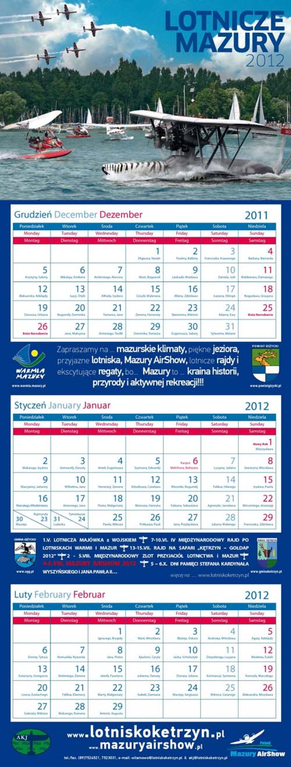 Kalendarz "Lotnicze Mazury 2012"