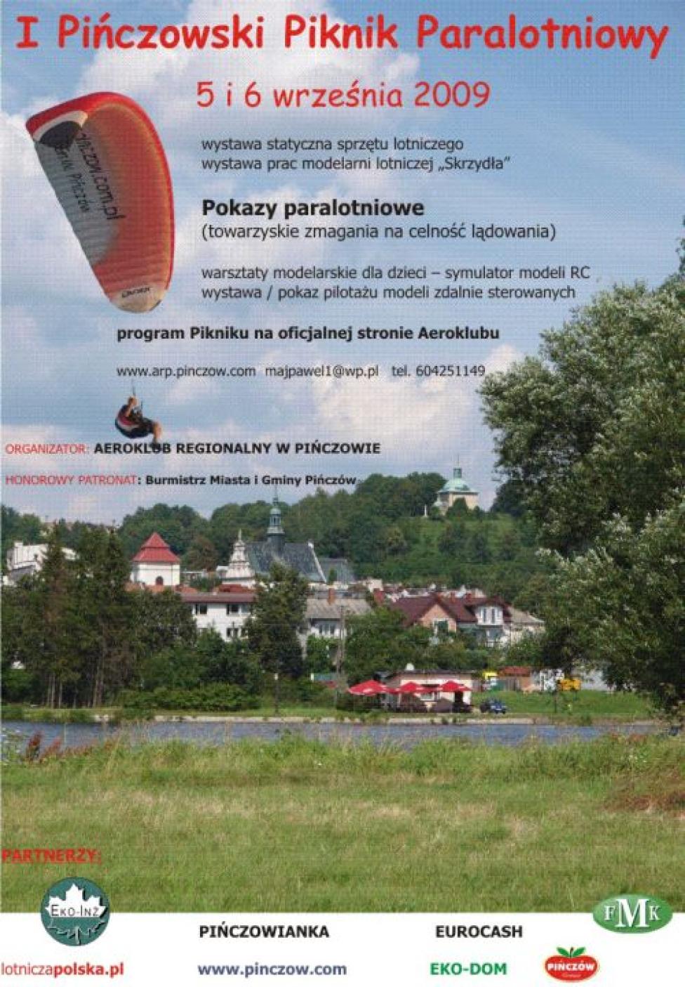 I Pińczowski Piknik Paralotniowy, plakat