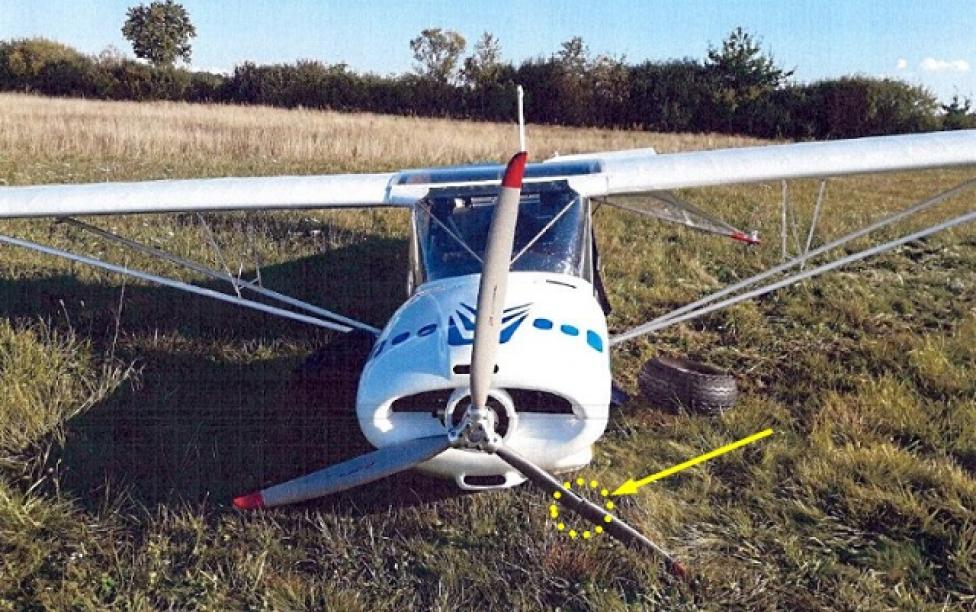 Wypadek samolotu ultralekkiego Aeropro Fox, fot. PKBWL