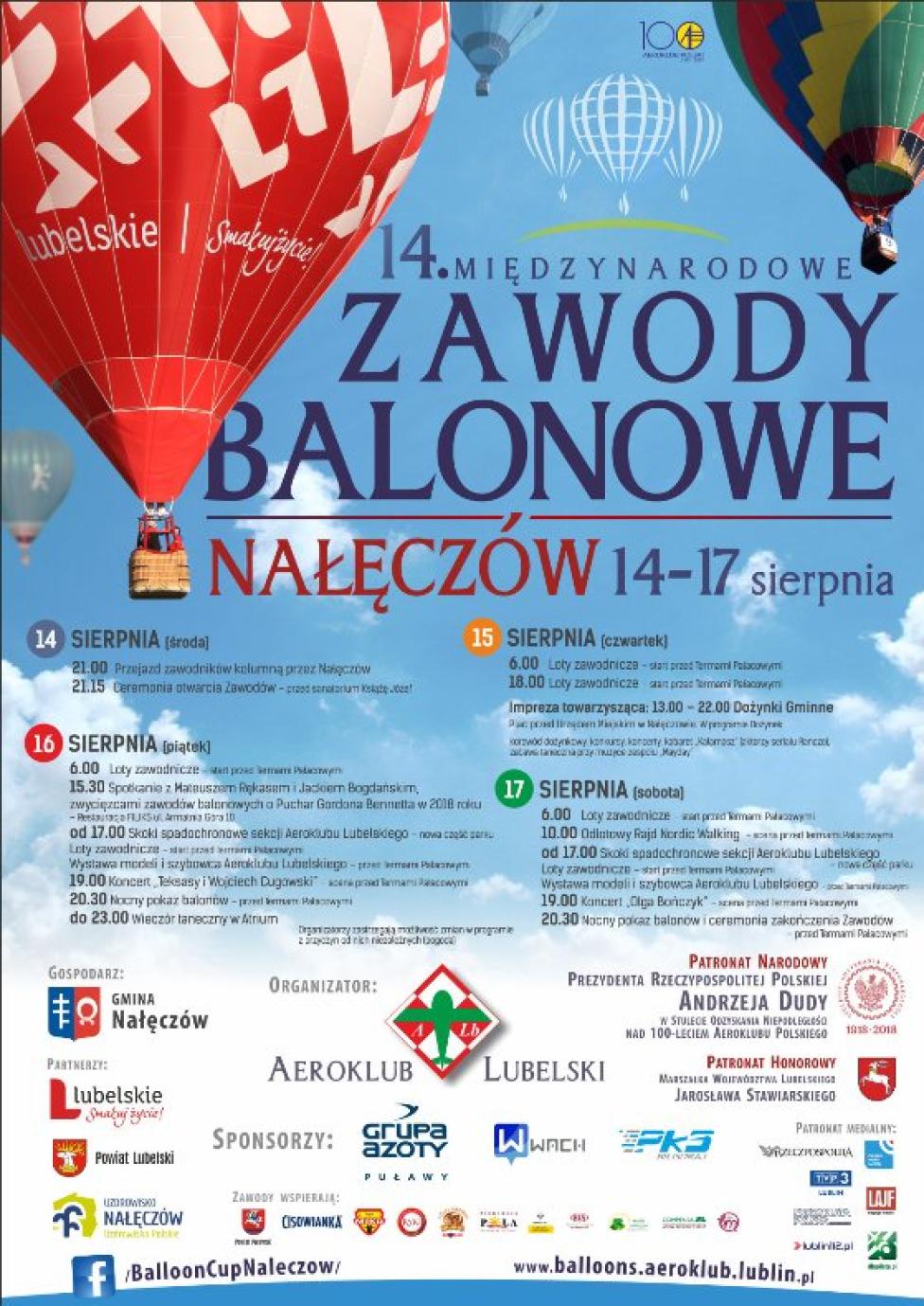 14. Międzynarodowe Zawody Balonowe – Nałęczów 2019 (fot. Aeroklub Lubelski)