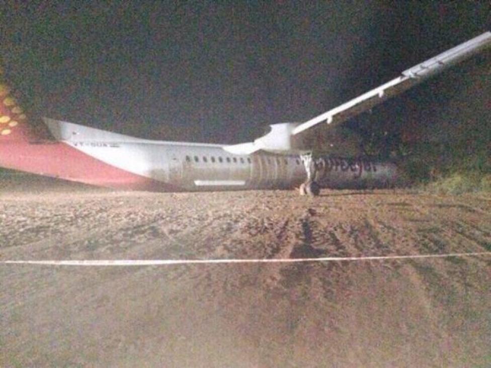 Wypadek DH8D SpiceJet na lotnisku w Hubli