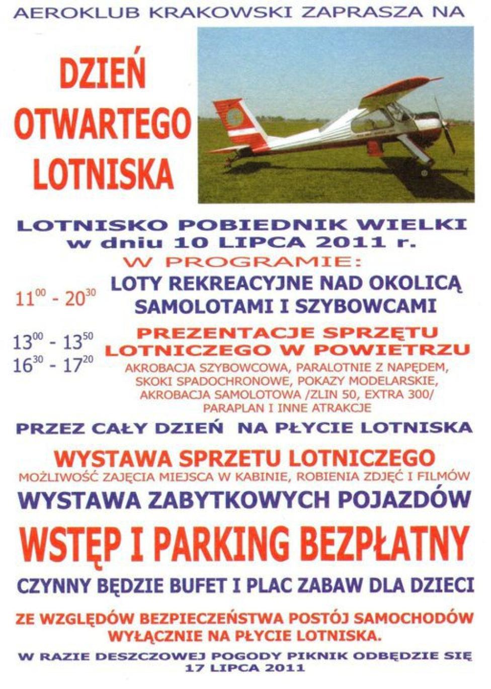 Dzień Otwartego Lotniska w Aeroklubie Krakowskim 