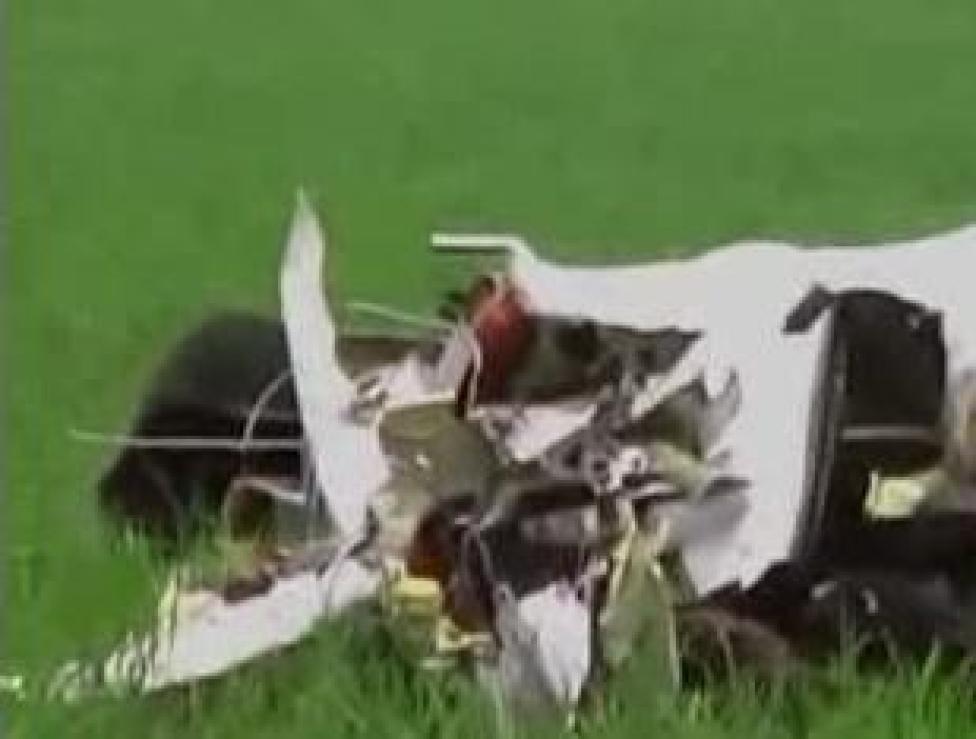 Część rozbitego samolotu/ screenshot z filmu na stronie www.tvn24.pl