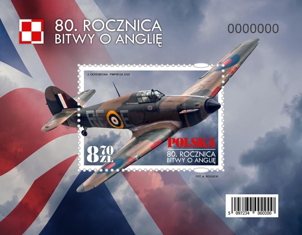 Znaczek pocztowy w 80. rocznicę Bitwy o Anglię (fot. A.Rogucki/Poczta Polska)