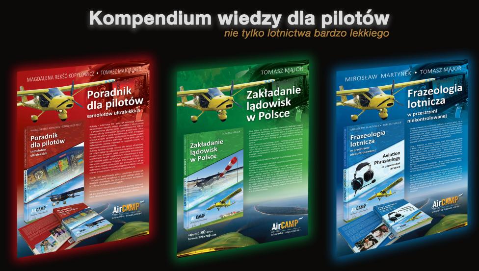 Kompendium wiedzy dla pilotów: Frazeologia lotnicza / Zakładanie lądowisk w Polsce / Poradnik Pilota. Tomasz Major, Air Camp