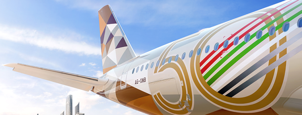 A350 należący do linii Etihad - ogon (fot. Etihad Airways)