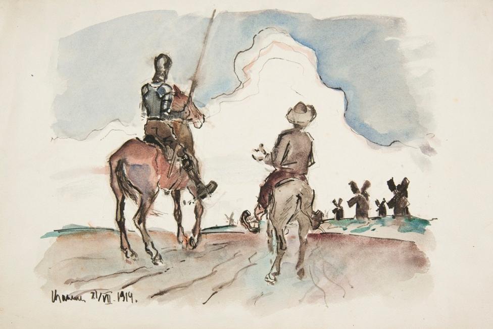 Don Kichot i Sancho Pansa (1914) Ivan Ivanec (Ukrainian, 1893–1946)