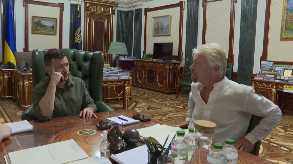 Richard Branson z wizytą u Wołodymyra Zełenskiego, Prezydenta Ukrainy (fot. Володимир Зеленський, Facebook)