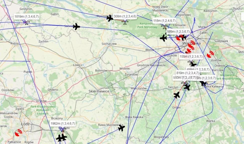 Mapa monitorowania lotów (fot. Creotech Instruments)