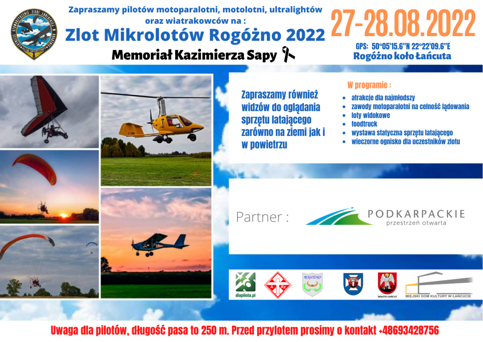 Zlot Mikrolotów Rogóżno 2022 - sierpień (fot. Lotnicze stowarzyszenie ziemi Łańcuckiej w Rogóżnie)