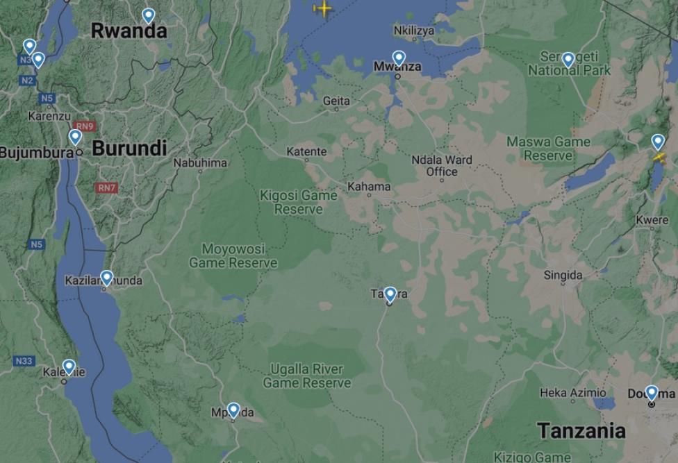 przestrzeń powietrzna Tanzanii i Rwandy