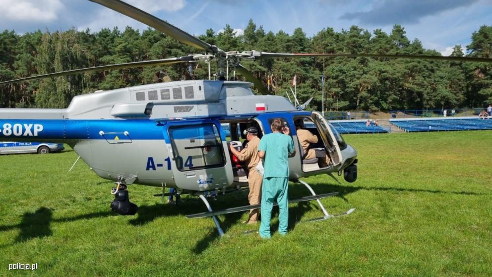 Bell 407GXi Policji podczas akcji transportu serca do przeszczepu (fot. policja.pl)