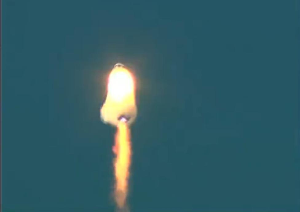 Rakieta New Shepard firmy Blue Origin - awaria dopalacza podczas lotu bez załogi (fot. Balonowy Puchar Leszna, Facebook)