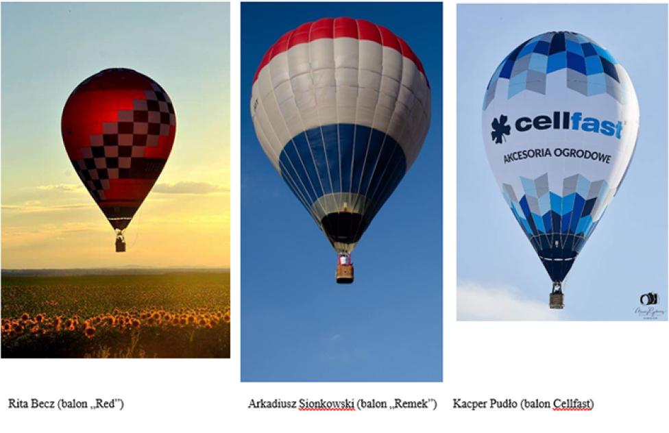 Trzy balony uczestników GZB - Rity Becz, Arkadiusza Sionkowskiego i Kacpra Pudło (fot. gorskie-zawody-balonowe.pl