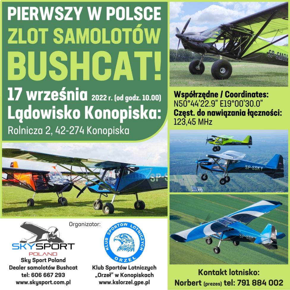 Zlot samolotów Bushcat na lądowisku Konopiska (fot. Sky Sport Poland Krosno)