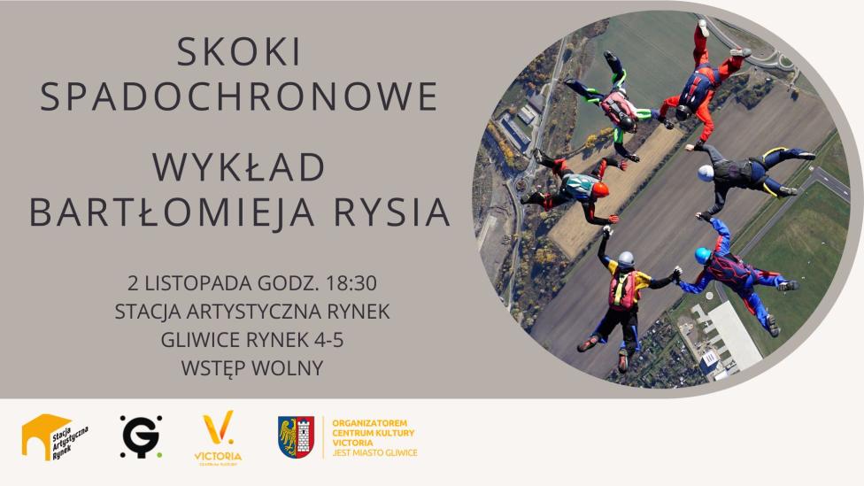 Skoki spadochronowe - wykład Bartłomieja Rysia (fot. Stacja Artystyczna RYNEK)
