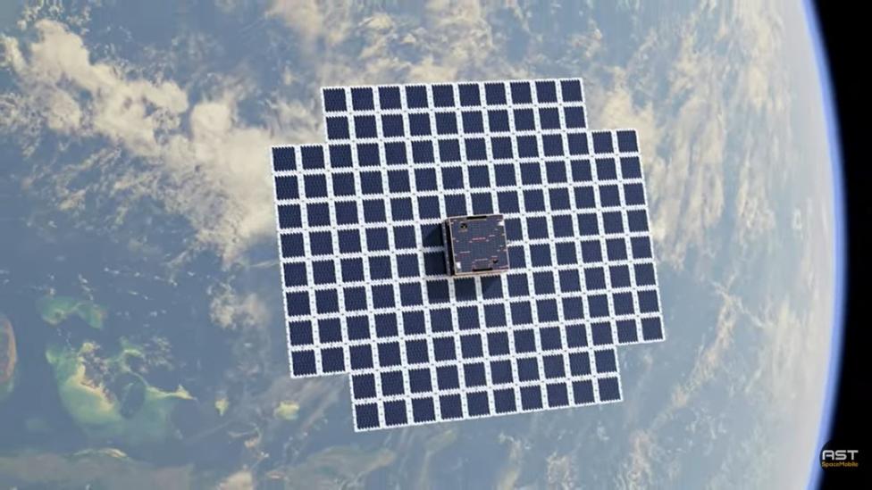 BlueWalker 3 z rozwiniętą anteną na orbicie Ziemi (fot. kadr z filmu na youtube.com)