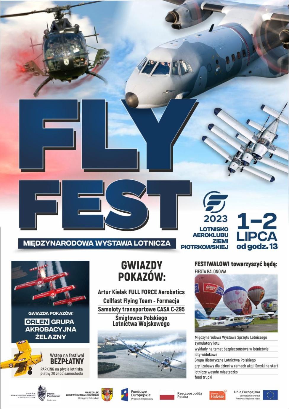 Fly Fest 2023 - plakat (fot. Aeroklub Ziemi Piotrkowskiej)