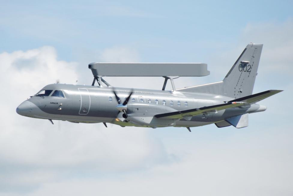 Saab 340 AEW&C Erieye - szwedzki samolot wczesnego ostrzegania (fot. Gnolam, CC BY-SA 3.0, Wikimedia Commons)