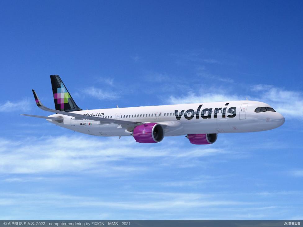 A321neo w barwach linii Volaris w locie (fot. Airbus)